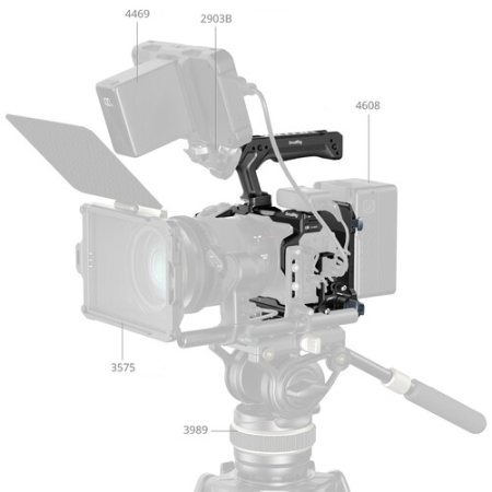 SmallRig 6381 - klatka, uchwyt górny, płytka do akumulatora V-Mount, zacisk kabla do Canon EOS R6 V - przykład użycia